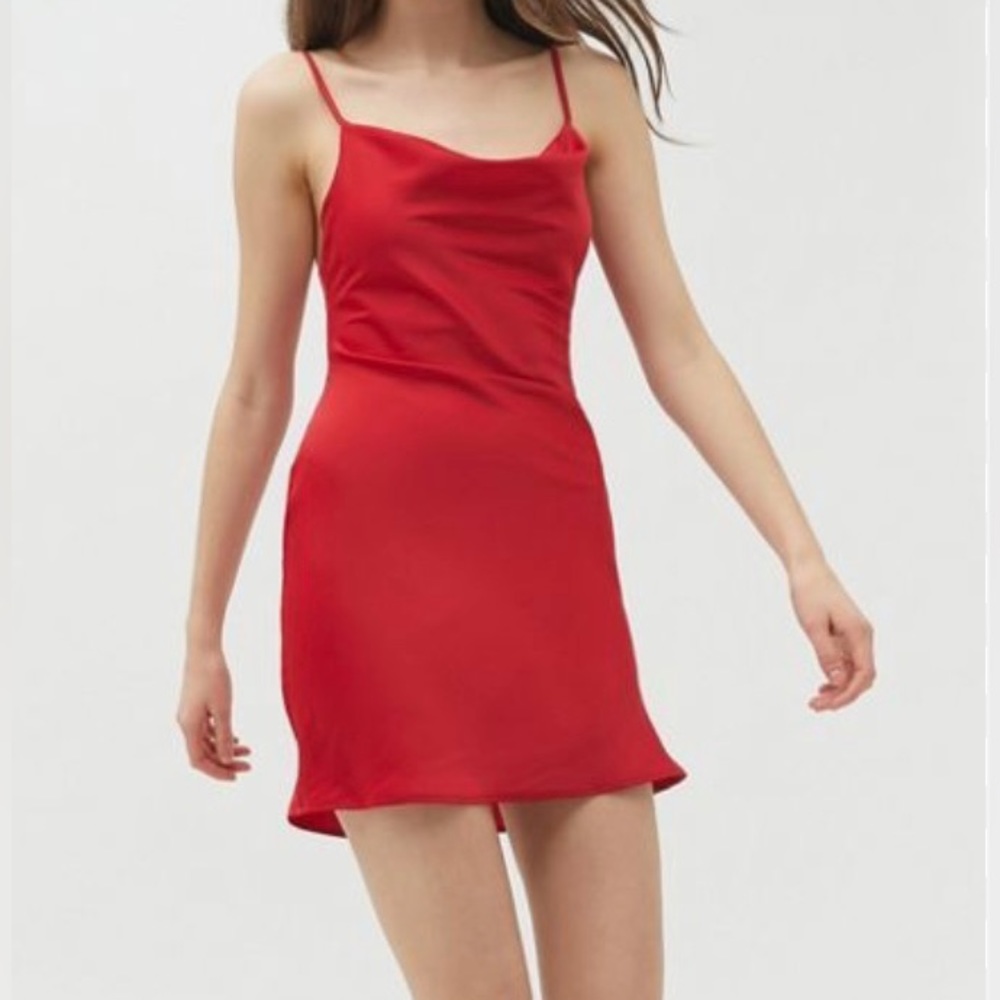 Urban Outfitters Mallory Cowl neck dress in red